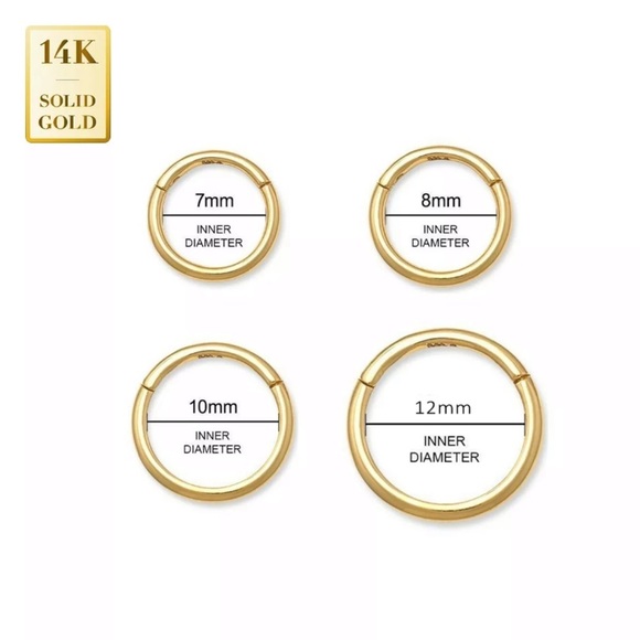 14K Solid Gold Nose Ring Hoop Body Piercing 18G​ - Picture 3 of 6